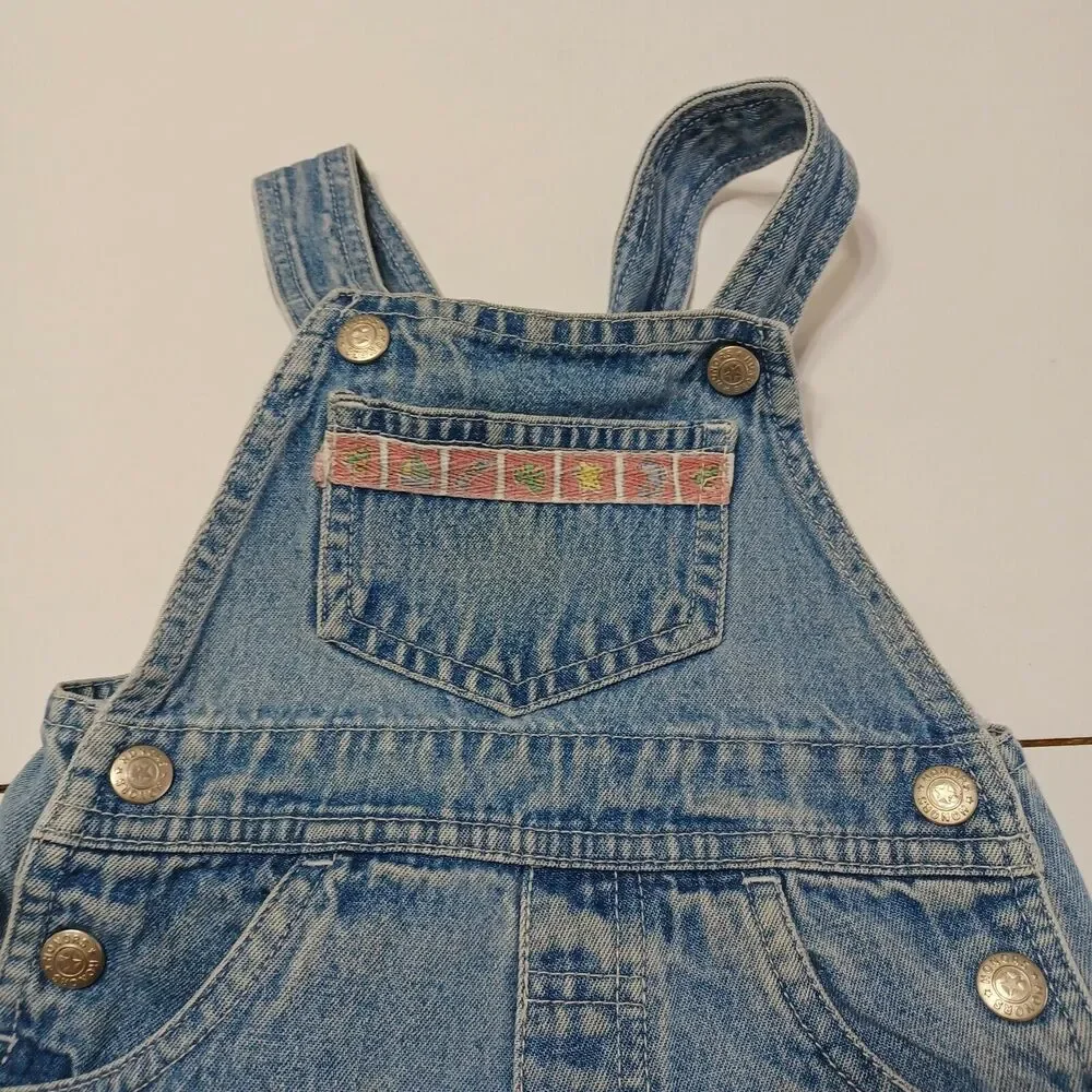 Honors Baby 18 Months Denim Shortalls Blue Adjustable Strap Overall Shorts Stars